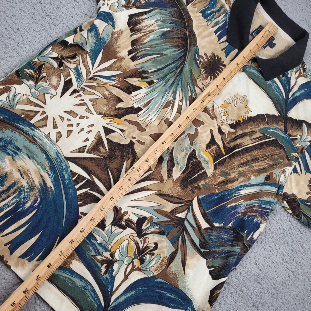 Chaps Ralph Lauren XL Mens Vintage 90s Floral Polo Shirt‎ Short Sleeve Tropical
